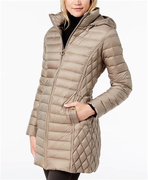 michael kors petite hooded packable puffer coat|petite mid length puffer coat.